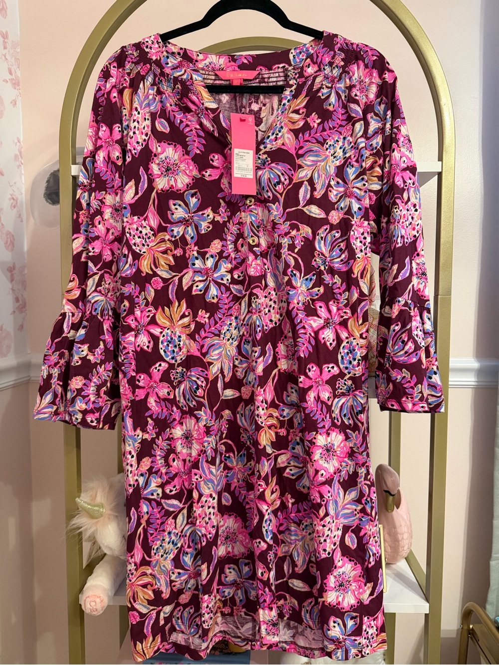 Lilly Pulitzer Floral Shift Dress in Pink and Purple Tones